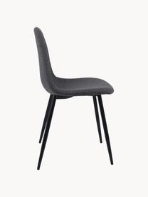 Chaises rembourrée Karla, 2 pièces, Tissu gris foncé, noir, larg. 44 x prof. 53 cm