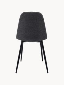 Gestoffeerde stoelen Karla, 2 stuks, Bekleding: 100% polyester, Poten: metaal, Geweven stof donkergrijs, zwart, B 44 x D 53 cm