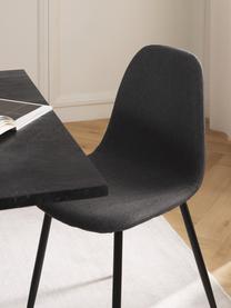 Gestoffeerde stoelen Karla, 2 stuks, Bekleding: 100% polyester, Poten: metaal, Geweven stof donkergrijs, zwart, B 44 x D 53 cm