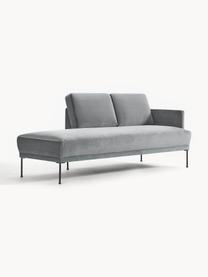 Chaise longue in velluto Fluente, Rivestimento: velluto (copertura in pol, Struttura: legno di pino massiccio, Piedini: metallo verniciato a polv, Velluto grigio scuro, Larg. 202 x Prof. 85 cm, schienale a sinistra