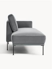 Fluwelen chaise longue Fluente, Bekleding: fluweel (hoogwaardig poly, Frame: massief grenenhout, FSC-g, Poten: gepoedercoat metaal Dit p, Fluweel donkergrijs, B 202 x D 85 cm, rugleuning links