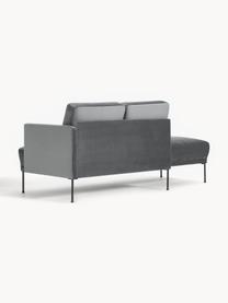 Fluwelen chaise longue Fluente, Bekleding: fluweel (hoogwaardig poly, Frame: massief grenenhout, FSC-g, Poten: gepoedercoat metaal Dit p, Fluweel donkergrijs, B 202 x D 85 cm, rugleuning links