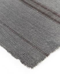 Runner in cotone grigio scuro maculato con frange Ripo, 100% cotone, Grigio scuro, chiazzato, nero, Larg. 40 x Lung. 140 cm