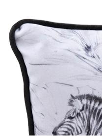 Cuscino in velluto con imbottitura Zebra, 100% velluto di poliestere, Bianco, nero, Larg. 30 x Lung. 45 cm