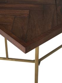 Esstisch Luca aus Mangoholz, 160 x 90 cm, Tischplatte: Massives Mangoholz, Gestell: Metall, Kunststoff, Braun, B 160 x T 90 cm