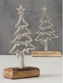 Décorations de Noël en bois Murmansk, 2 élém., Bois de manguier, aluminium, nickelé, Bois, argenté, Lot de différentes tailles