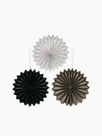 Adornos navideños estrellas artesanales Dilia, 3 uds., Papel reciclado, Negro, blanco, greige, Ø 30 cm
