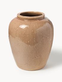 Vase à poser au sol en terracotta Veda, haut. 39 cm, Terracotta, émaillée, Brun clair, Ø 33 x haut. 39 cm