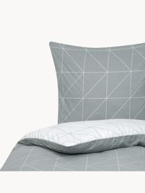 Biancheria da letto reversibile in cotone ranforce Marla, Grigio chiaro, bianco, 155 x 200 cm, 2 pz