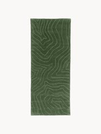 Tapis de couloir en laine tufté main Aaron, Vert foncé, larg. 80 x long. 300 cm