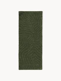 Tapis de couloir en laine tuftée main Aaron, Vert foncé, larg. 80 x long. 300 cm