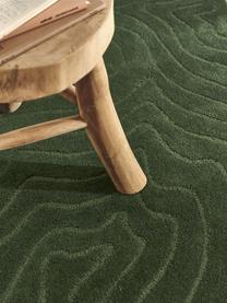 Passatoia in lana fatta a mano Aaron, Retro: 100% cotone Nel caso dei , Verde scuro, Larg. 80 x Lung. 300 cm