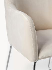 Chaise rembourrée en velours Isla, Velours blanc crème, pieds argentés, larg. 60 x prof. 62 cm