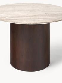 Okrągły stół do jadalni z marmuru Abby, Ø 120 cm, Blat: marmur, płyta pilśniowa ś, Jasny beżowy, marmurowy, Ø 120 cm