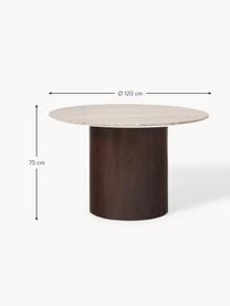 Kulatý jídelní stůl Abby, Ø 120 cm, Světle béžová, mramorovaná, Ø 120 cm
