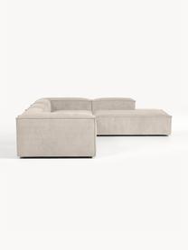 Sofá rinconera modular grande de pana Lennon, Tapizado: pana (92% poliéster, 8% p, Estructura: madera de pino maciza, ma, Patas: plástico Este producto es, Pana beige claro, An 329 x F 269 cm, chaise longue izquierda