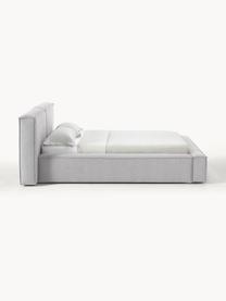 Letto imbottito con contenitore Lennon, Rivestimento: 100% poliestere Il rivest, Struttura: legno di pino massiccio, , Piedini: legno, plastica Questo pr, Tessuto grigio, Larg. 248 x Lung. 243 cm (superfice 180 x 200 cm)