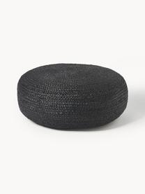 Handgefertigter Pouf Bono aus Jute, Bezug: Jute, Anthrazit, Ø 58 cm, H 21 cm