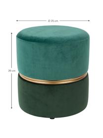 Pouf en velours Maris, Velours tons verts, Ø 35 x haut. 39 cm