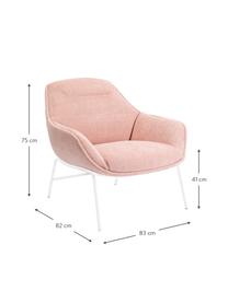 Poltrona in tessuto rosa Austin, Rivestimento: 100% poliestere, Gambe: acciaio verniciato a polv, Tessuto rosa, Larg. 83 x Prof. 82 cm