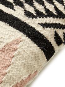 Housse de coussin 45x45 en laine, ethnique Greta, Beige, noir, rose