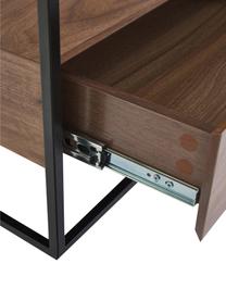 Table basse en métal avec tiroirs Helix, Noir, brun