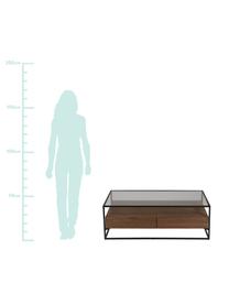 Salontafel Helix met lades, Frame: gepoedercoat metaal, Zwart, bruin, 120 x 40 cm