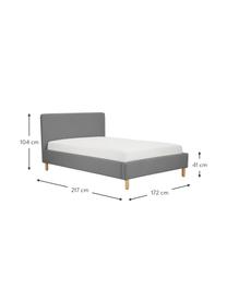 Cama tapizada Celeste, Estructura: madera de pino maciza, ma, Tapizado: poliéster (texturizado) A, Patas: madera maciza de caucho l, Tejido gris, 160 x 200 cm