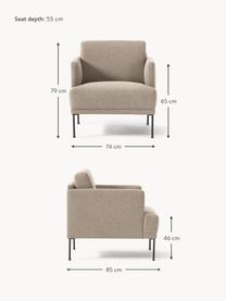 Fauteuil Fluente, Tissu beige, larg. 74 x haut. 85 cm