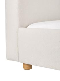 Łóżko tapicerowane bouclé Serena, Korpus: lite drewno brzozowe, tek, Tapicerka: tkanina o strukturze bouc, Biały bouclé, S 140 x D 200 cm