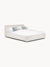 Cama tapizada en tejido bouclé Serena, Estructura: madera maciza de abedul c, Tapizado: tejido de estructura bouc, Bouclé blanco, An 140 x L 200cm