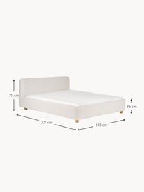 Cama tapizada en tejido bouclé Serena, Estructura: madera maciza de abedul c, Tapizado: tejido de estructura bouc, Bouclé blanco, An 140 x L 200cm