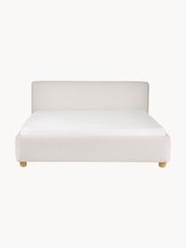 Cama tapizada en tejido bouclé Serena, Estructura: madera maciza de abedul c, Tapizado: tejido de estructura bouc, Bouclé blanco, An 140 x L 200cm