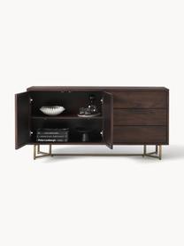 Credenza in legno di mango con motivo spina di pesce Luca, Struttura: metallo rivestito, Legno di mango, dorato, Larg. 160 x Alt. 80 cm