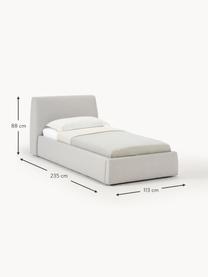 Cama individual Cloud, con espacio de almacenamiento, Tapizado: tejido finamente texturiz, Estructura: madera de pino y roble ma, Patas: madera pintada El materia, Tejido beige claro, An 90 x L 200 cm