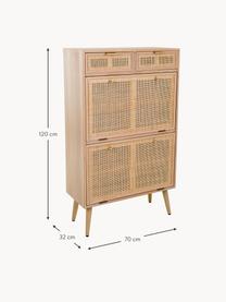 Schoenenkast Cayetana van hout, Frame: MDF, fineer, Handvatten: metaal, Poten: bamboehout, gelakt, Hout, B 70 cm x H 120 cm