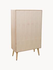 Schoenenkast Cayetana van hout, Frame: MDF, fineer, Handvatten: metaal, Poten: bamboehout, gelakt, Hout, B 70 cm x H 120 cm