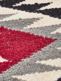 Kilim en laine tissé main Zohra Rose, Beige, gris, noir, rouge