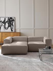 Modulares Ecksofa Lennon, Bezug: 100 % Polyester Der strap, Gestell: Massives Kiefernholz, Spe, Füße: Kunststoff Dieses Produkt, Webstoff Taupe, B 238 x T 180 cm, Eckteil links