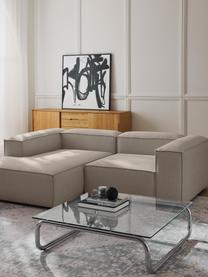 Modulares Ecksofa Lennon, Bezug: 100 % Polyester Der strap, Gestell: Massives Kiefernholz, Spe, Webstoff Taupe, B 238 x T 180 cm, Eckteil links