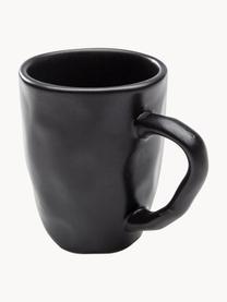 Tazas Organic, 4 uds., Cerámica de gres, Negro, Ø 13 x Al 11 cm, 370 ml