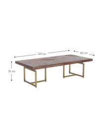 Visgraat salontafel Class met acaciahout, Tafelblad: MDF met acaciahout fineer, Poten: zacht staal met messing c, Bruin, B 120 x H 35 cm