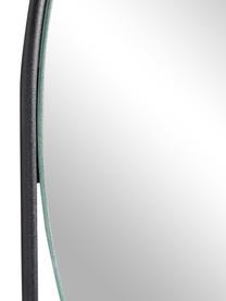Ronde wandspiegel Marcolina met plank, Frame: gecoat metaal, Plank: gecoat MDF, Zwart, Ø 37 x D 8 cm