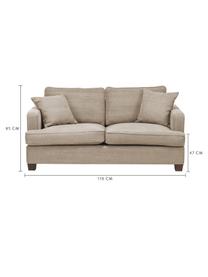 Duża sofa Warren (2-osobowa), Tapicerka: 60% bawełna, 40% len, Nogi: czarne drewno, Beżowy, S 178 x W 85 cm