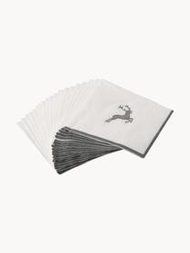 Papierservietten Grauer Hirsch, 20 Stück, Papier, Weiß, Grau, B 33 x L 33 cm