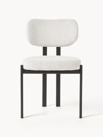 Silla tapizada bouclé Adrien, Tapizado: tejido bouclé (100% polié, Patas: metal recubierto, Bouclé blanco, negro, An 56 x F 51 cm