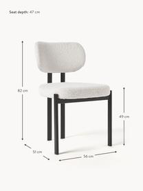 Silla tapizada bouclé Adrien, Tapizado: tejido bouclé (100% polié, Patas: metal recubierto, Bouclé blanco, negro, An 56 x F 51 cm