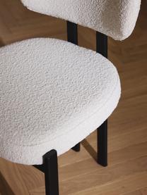 Chaise rembourrée en bouclé Malia, Tissu bouclé blanc, noir, larg. 56 x prof. 51 cm