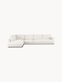 Divano angolare XL Tribeca, Rivestimento: poliestere Il rivestiment, Struttura: legno di pino massiccio, Piedini: legno massiccio di pino l, Tessuto crema, Larg. 405 x Prof. 228 cm, chaise-longue a sinistra