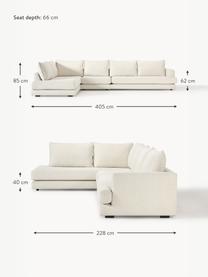 XL-Ecksofa Tribeca, Bezug: 100 % Polyester Der hochw, Gestell: Massives Kiefernholz, FSC, Füße: Massives Buchenholz, lack, Webstoff Cremeweiß, B 405 x T 228 cm, Eckteil links